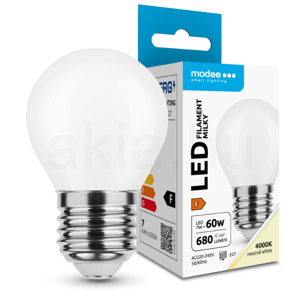 Modee LED Izzó Filament Milky G.Mini P45 7W E27 360° 4000K (680 lumen) ERP